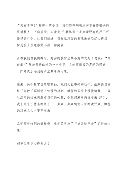 初中生军训心得例文10篇.docx