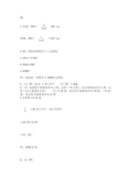 人教版六年级数学小升初试卷及参考答案【轻巧夺冠】.docx