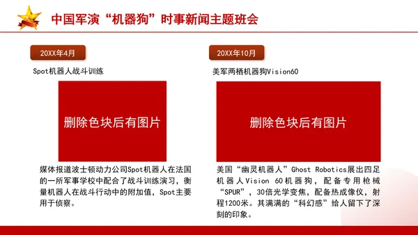 时事新闻主题班会：中国军演机器狗党课PPT课件