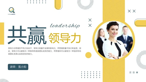 黄色绿色实拍简约共赢领导力团队沟通激励领导风格ppt