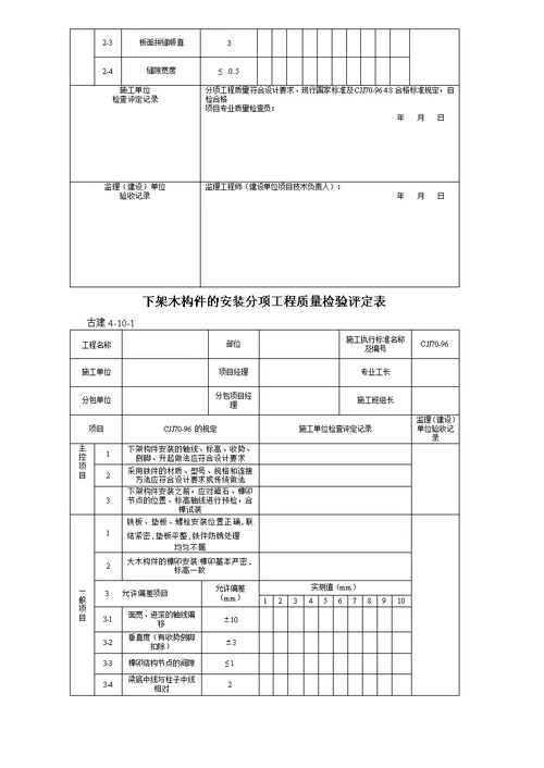 古建工程质量检验评表