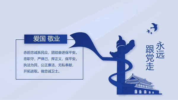 蓝色大气警察年终工作总结述职报告动态PPT模板