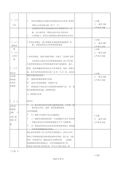 ISO22000-2018食品安全管理体系内审及管理评审全套资料.docx