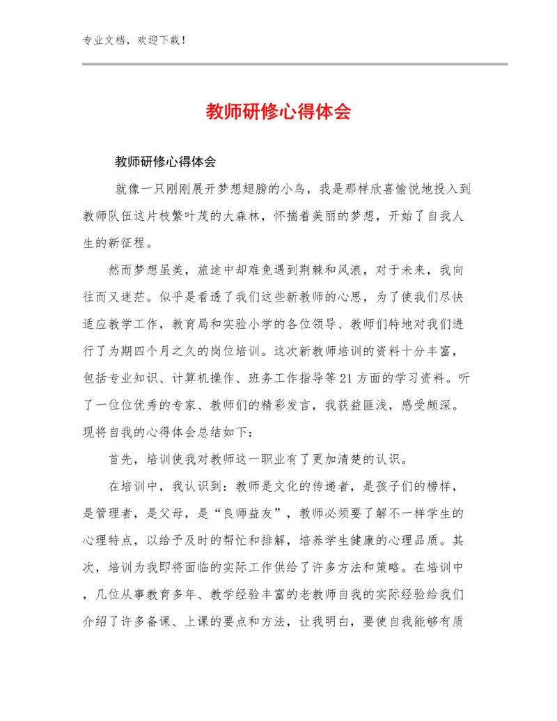 教师研修心得体会例文13篇汇编.docx