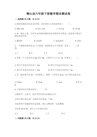铜山县六年级下册数学期末测试卷1套.docx