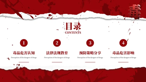红色商务国际禁毒日宣传主题班会PPT模板