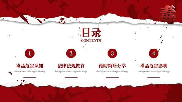 红色商务国际禁毒日宣传主题班会PPT模板