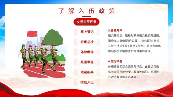 红色简约风春季征兵宣传PPT模板