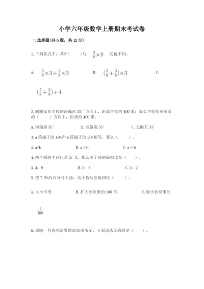 小学六年级数学上册期末考试卷附答案（轻巧夺冠）.docx