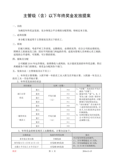 年终奖金发放暂行提案（适用于主管级（含）以下）.docx