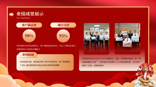 蛇年红色喜庆企业年终工作总结汇报PPT模板