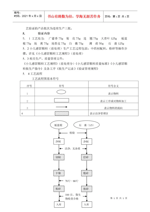 ××××颗粒工艺验证方案.docx