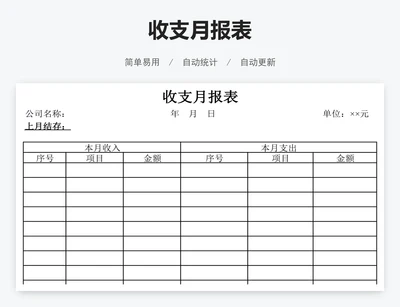 收支月报表