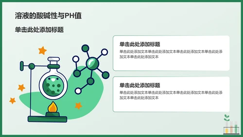 绿色插画风初中化学课件通用PPTPPT模板