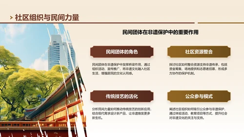 棕色中国风非遗文化的传承与创新之路PPT模板