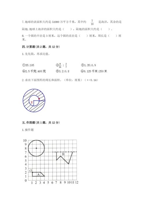 人教版数学六年级上册期末考试卷附答案【黄金题型】.docx