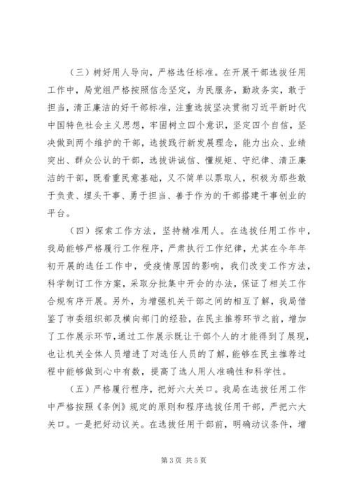 商务局XX年度干部选拔任用工作报告.docx