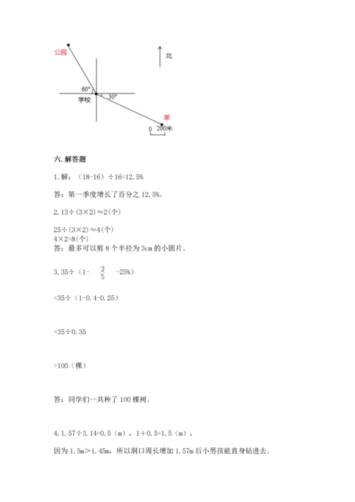 人教版六年级上册数学期末测试卷含答案（模拟题）.docx