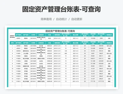 固定资产管理台账表-可查询