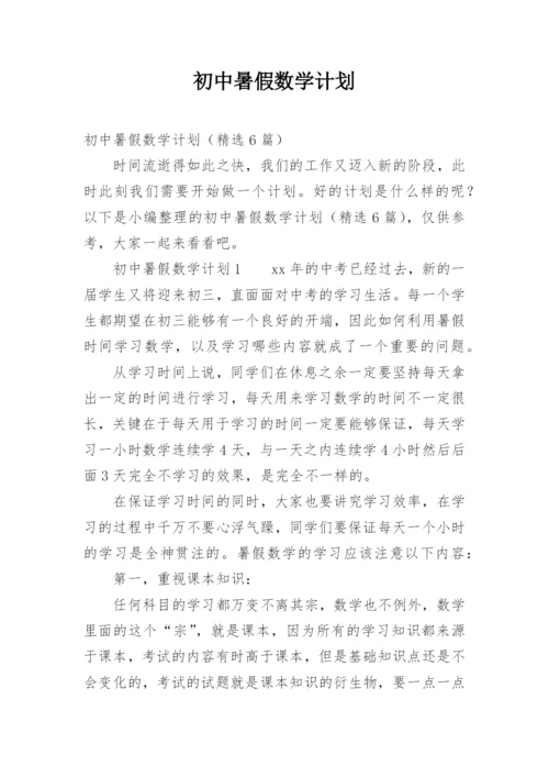 初中暑假数学计划.docx