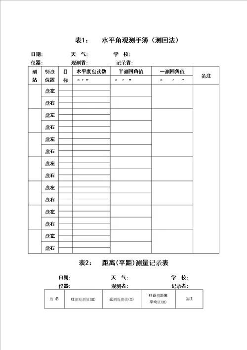 导线测量记录及计算表格