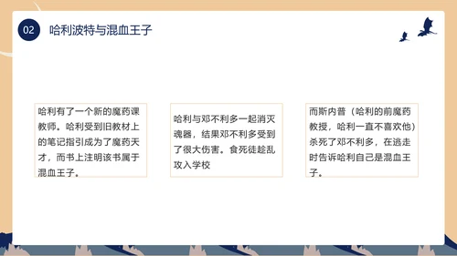 黄色蓝色卡通风哈利波特PPT模板电影
