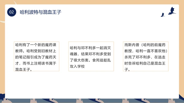 黄色蓝色卡通风哈利波特PPT模板电影