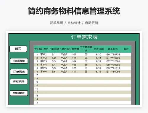 简约商务物料信息管理系统