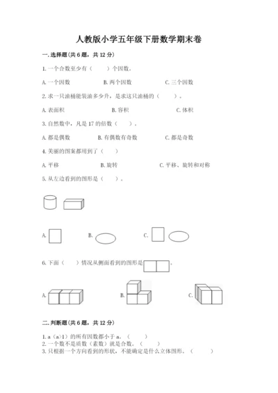 人教版小学五年级下册数学期末卷【考点精练】.docx