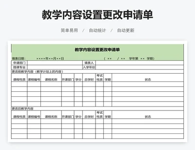 教学内容设置更改申请单