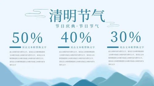 蓝色中国水墨风清明节主题PPT模板