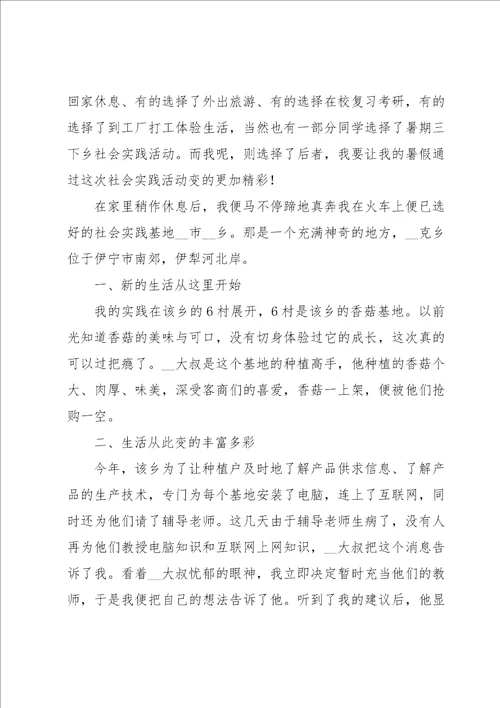 三下乡社会实践活动报告示例5篇