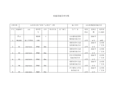 机械设备管理台账