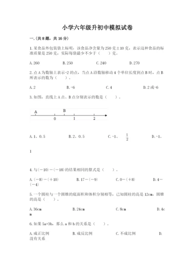 小学六年级升初中模拟试卷及答案（真题汇编）.docx