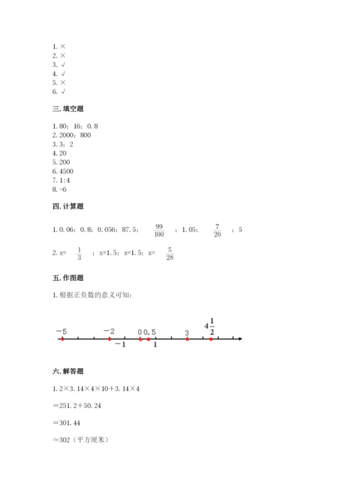 人教版六年级下册数学期末测试卷精品【名师系列】.docx