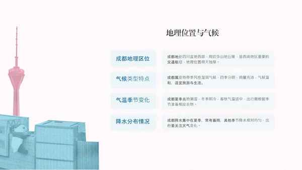粉蓝色复古风成都旅游攻略