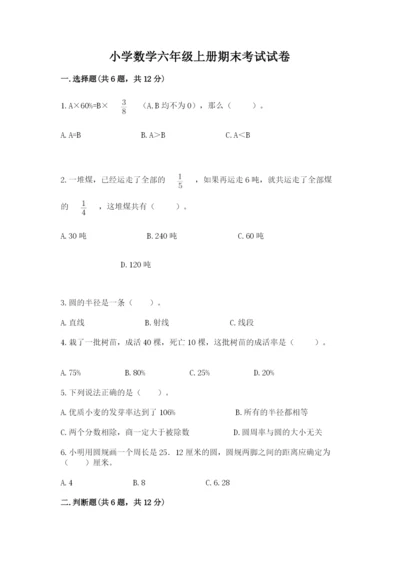 小学数学六年级上册期末考试试卷附参考答案（精练）.docx