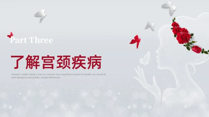 银灰色创意简约女性健康讲座培训PPT课件妇女节