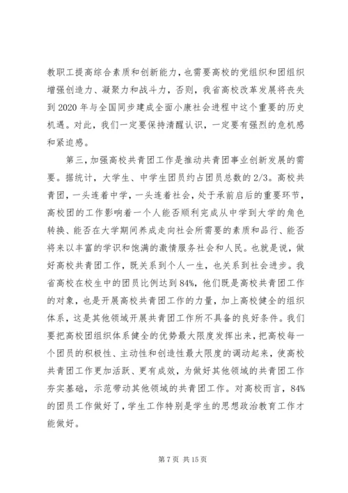 在部分高校共青团工作座谈会上的讲话.docx