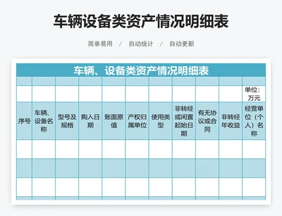 车辆设备类资产情况明细表