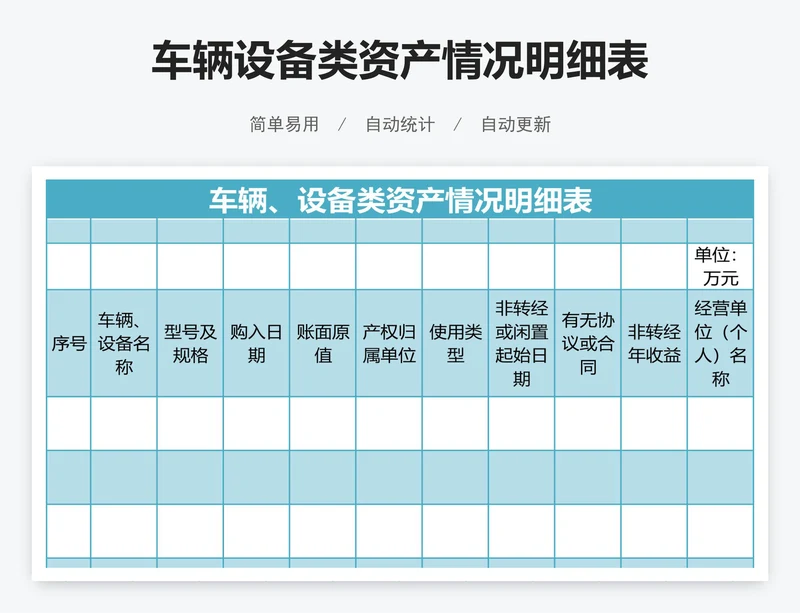 车辆设备类资产情况明细表