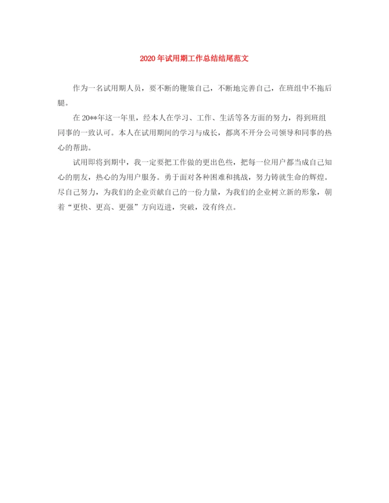 精编之年试用期工作总结结尾范文.docx