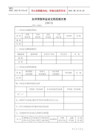 台州学院毕业论文状况统计表.docx