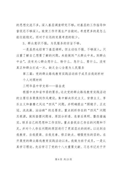 第一篇：党的群众路线教育实践活动领导班子成员自我剖析材料.docx