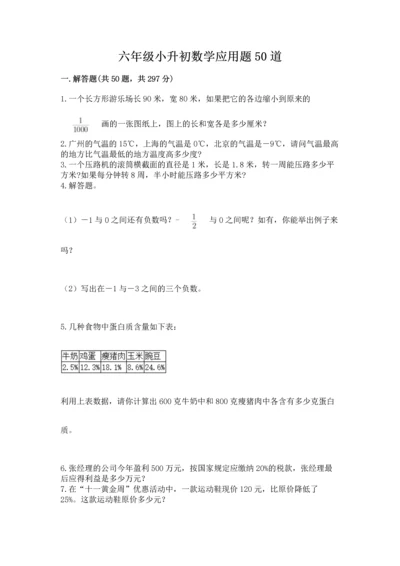 六年级小升初数学应用题50道（真题汇编）.docx