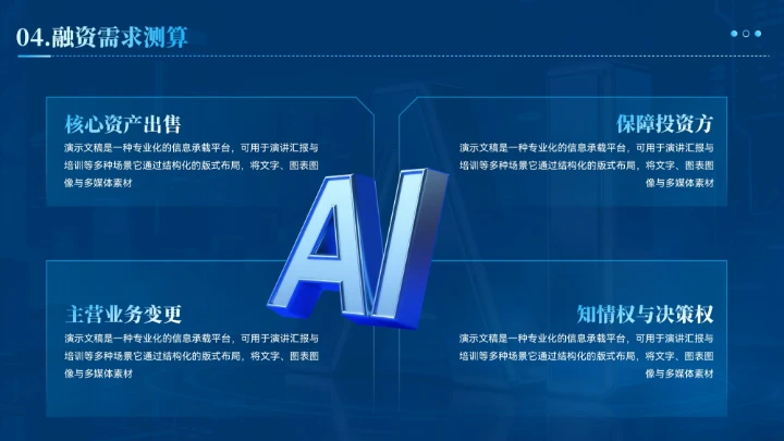 蓝色智能科技商业计划书汇报模板