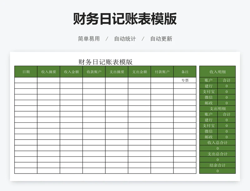 财务日记账表模版