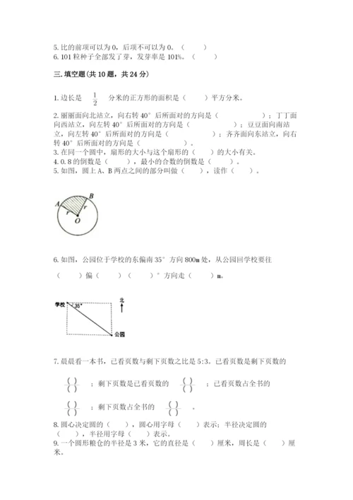 人教版六年级上册数学期末测试卷带答案（综合卷）.docx