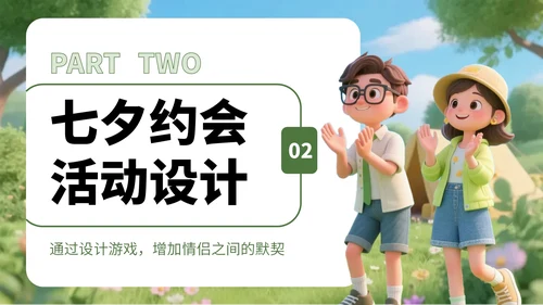 绿色3D风情侣大自然游玩策划攻略PPT