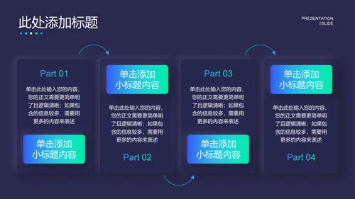 蓝绿色极简新拟态风通用PPT演示模板